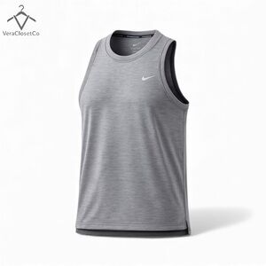 Nike Dri-Fit Running Tank Top Dark Heather Grey | Size L | Mesh Racerback
